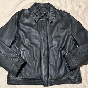 J. Ferrar Genuine Lambskin Full Zip Leather Jacket Coat Mens